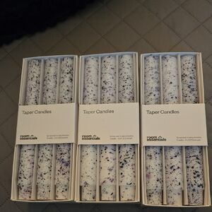 NEW IN BOX Room Essentials White and Purple Taper Candles BUNDLE - 3 Boxes Of 6